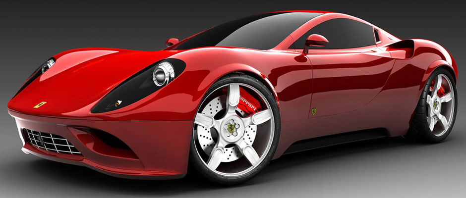 A red Ferrari parked.